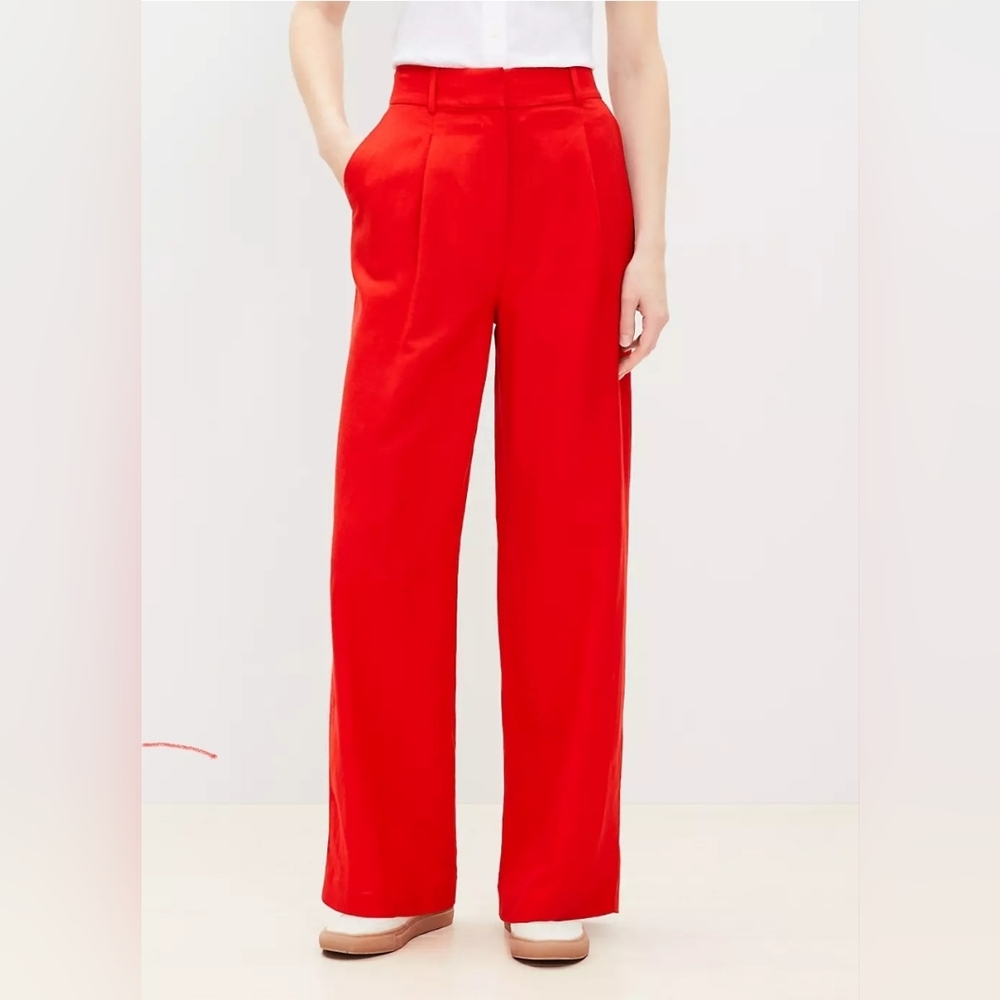 LOFT Red Wide Leg Pants